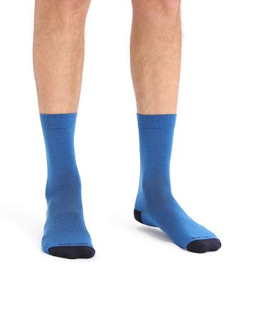 Men's Icebreaker Merino Lifestyle Fine Gauge Crew Socks Lazurite / Midnight Navy | CA 1937PJJQ